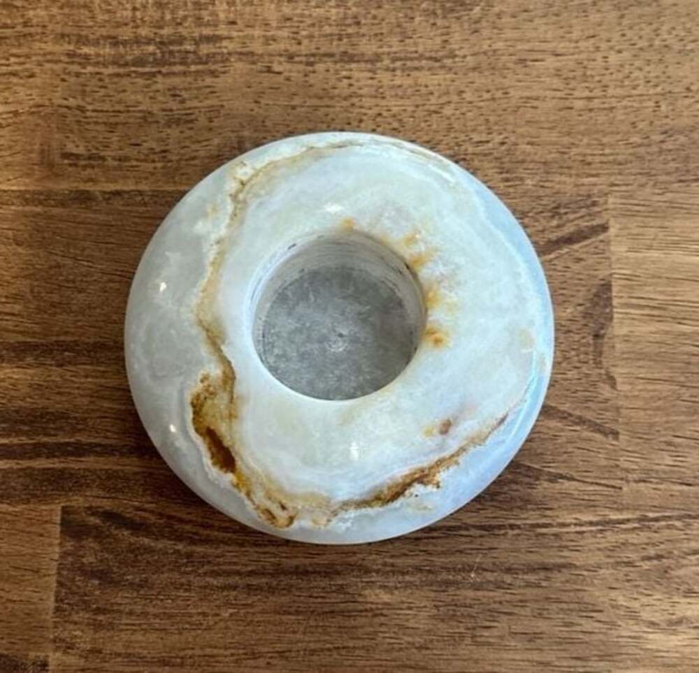 Natural Onyx Stone Round 4”  Tea Light Candle Holder